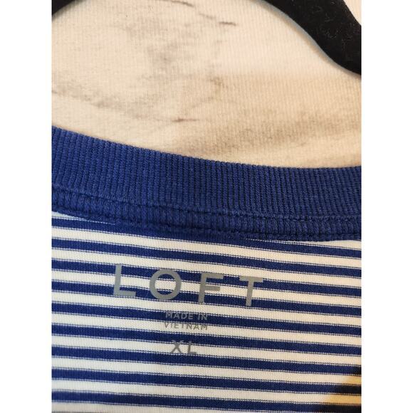 LOFT Women's Blue/White Striped Short Sleeve Crew Neck‎ T-Shirt Size XL - Picture 3 of 6